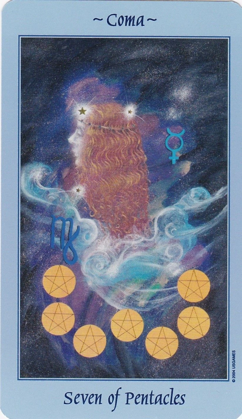 Seven of Pentacles - Celestial Tarot - Tarot Deck by Kay Steventon and Brian Clark
