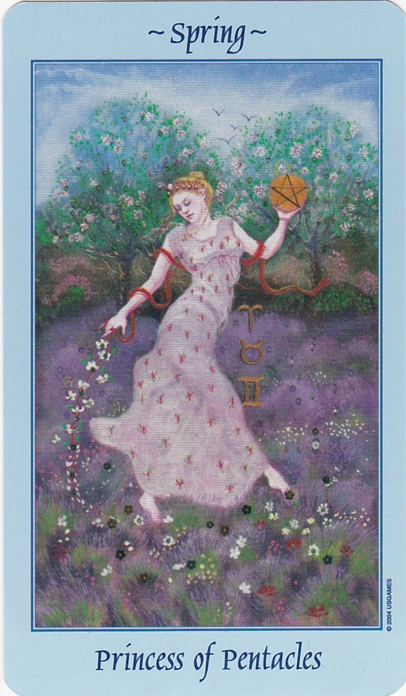 Princess of Pentacles - Celestial Tarot - Tarot Deck by Kay Steventon and Brian Clark