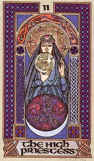 The High Priestess — The Celtic Tarot by Helena Paterson and Courtney Davis The High Priestess card from The Celtic Tarot by Helena Paterson and Courtney Davis