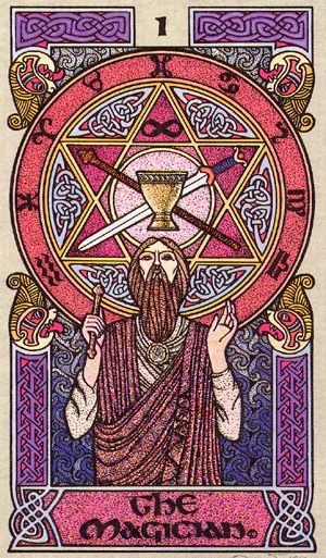 The Magician card from The Celtic Tarot by Helena Paterson and Courtney Davis
