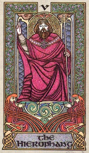 The Hierophant card from The Celtic Tarot by Helena Paterson and Courtney Davis