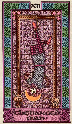 The Hanged Man card from The Celtic Tarot by Helena Paterson and Courtney Davis