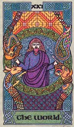 The World card from The Celtic Tarot by Helena Paterson and Courtney Davis