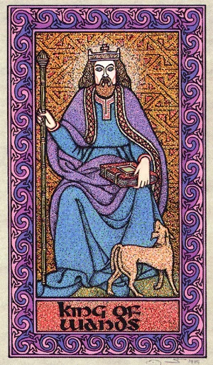 King of Wands card from The Celtic Tarot by Helena Paterson and Courtney Davis