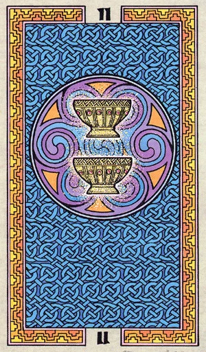 Two of Cups card from The Celtic Tarot by Helena Paterson and Courtney Davis