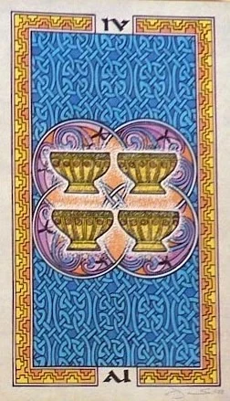 Four of Cups card from The Celtic Tarot by Helena Paterson and Courtney Davis