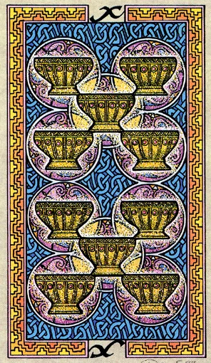 Ten of Cups card from The Celtic Tarot by Helena Paterson and Courtney Davis