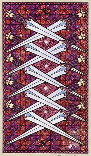 Ten of Swords card from The Celtic Tarot by Helena Paterson and Courtney Davis