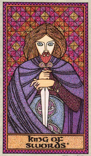King of Swords card from The Celtic Tarot by Helena Paterson and Courtney Davis