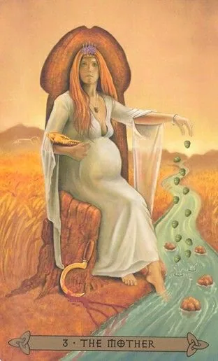 The Mother card from the Celtic Tarot deck by Kristoffer Hughes, illustrated by Chris Down
