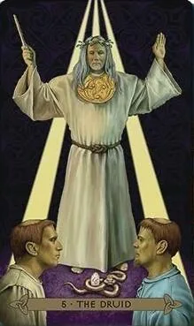 Celtic Tarot Kristoffer Hughes Review 5 The Druid card from the Celtic Tarot deck