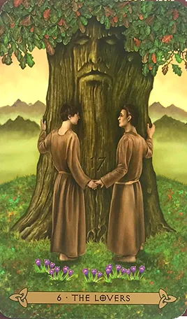 Celtic Tarot Kristoffer Hughes Review 6 The Lovers card from the Celtic Tarot deck