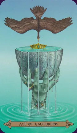 Celtic Tarot Kristoffer Hughes Review 9 Ace of Cauldrons card from the Celtic Tarot deck