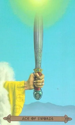 Celtic Tarot Kristoffer Hughes Review 10 Ace of Swords card from the Celtic Tarot deck