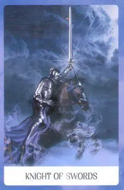 Knight of Swords card from the Chakra Wisdom Tarot deck