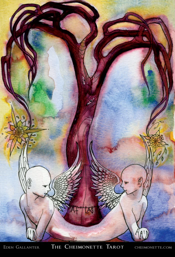 The Lovers card from the The Cheimonette Tarot deck