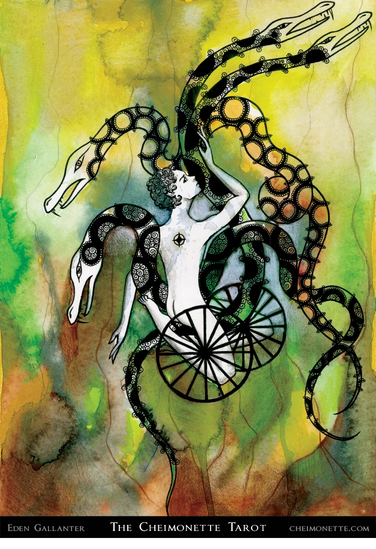 The Chariot card from the The Cheimonette Tarot deck