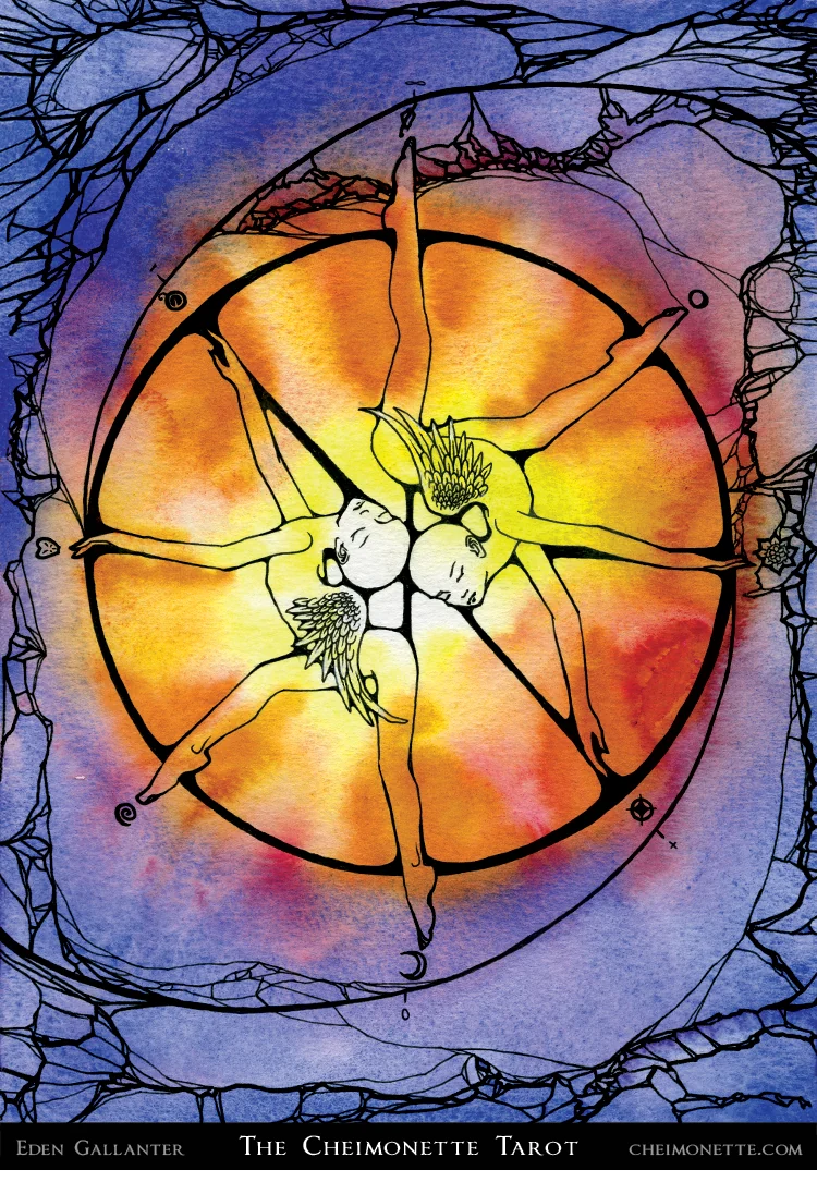 The Wheel of Fortune card from the The Cheimonette Tarot deck