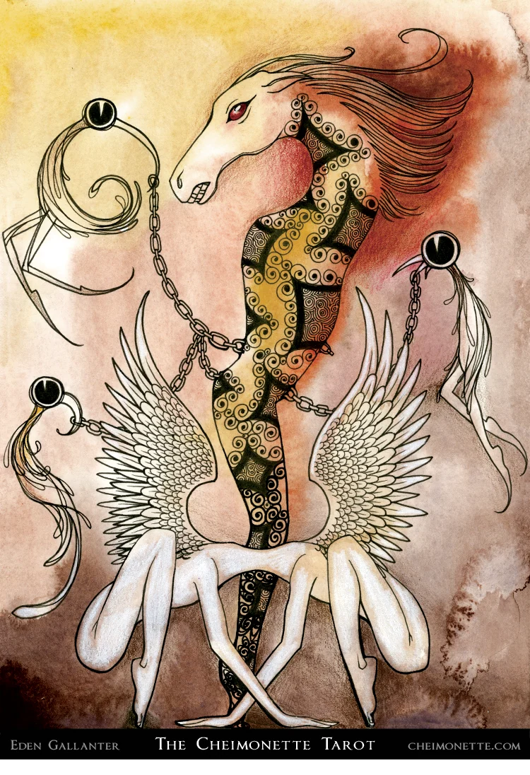 The Devil card from the The Cheimonette Tarot deck