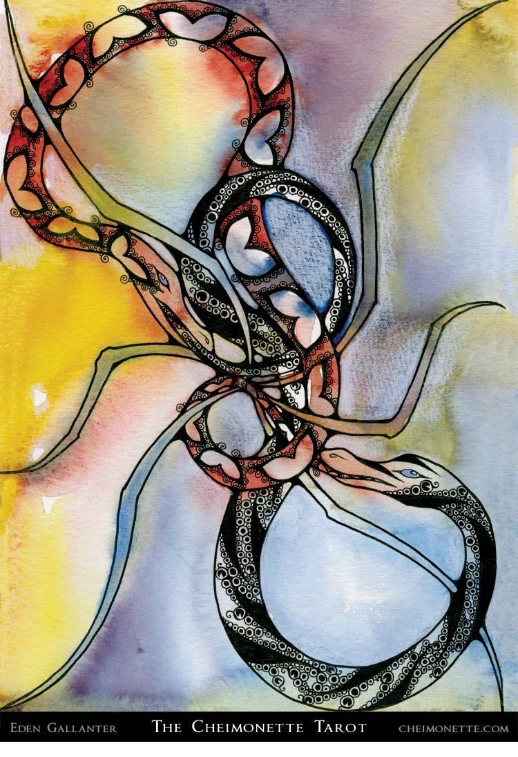 Six of Staves card from the The Cheimonette Tarot deck