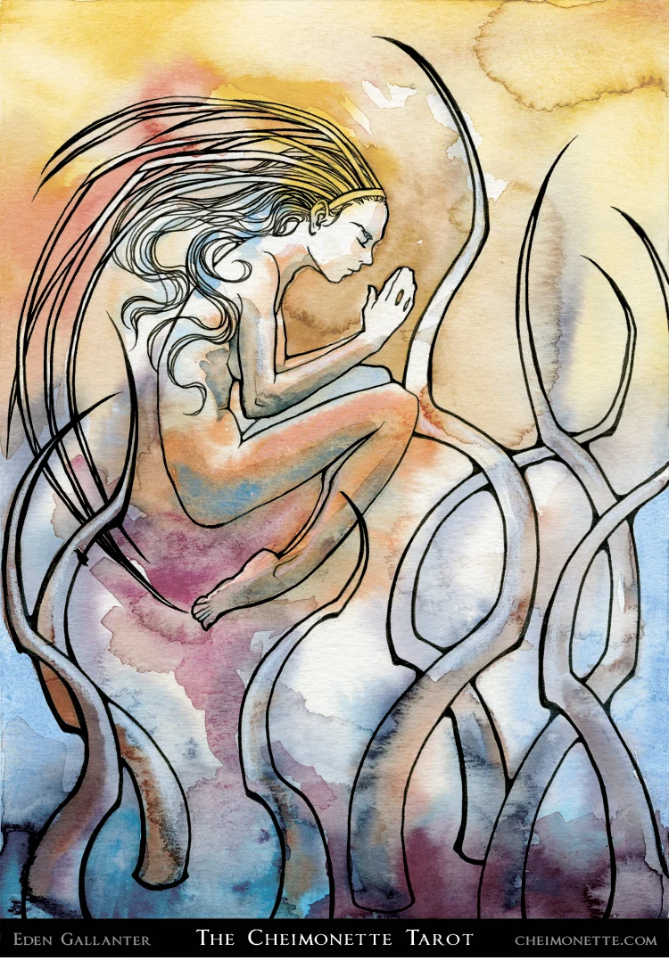 Seven of Staves card from the The Cheimonette Tarot deck