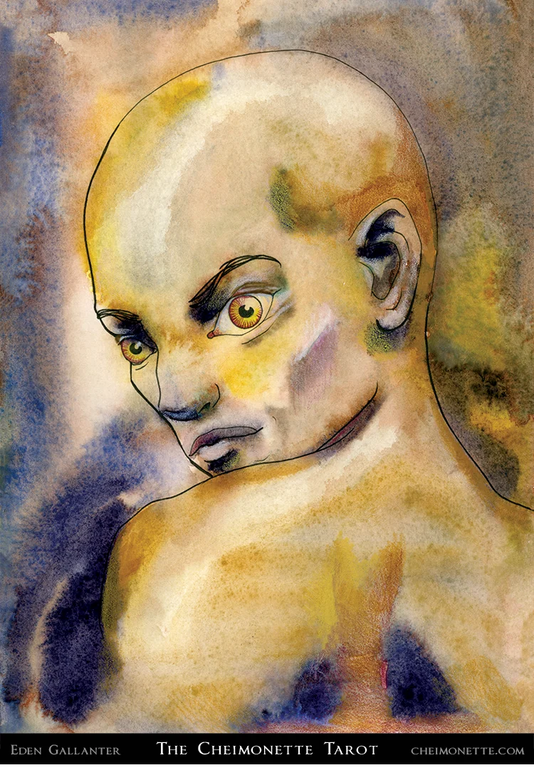 Prince of Staves card from the The Cheimonette Tarot deck