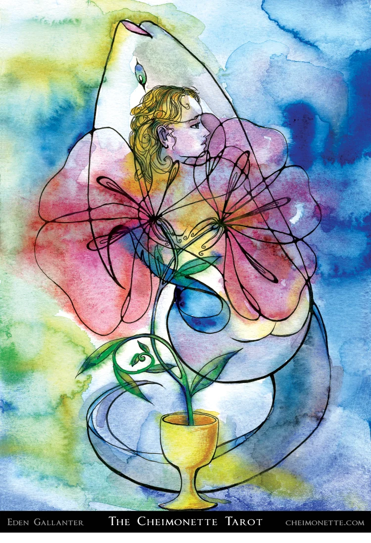 Ace of Cups card from the The Cheimonette Tarot deck