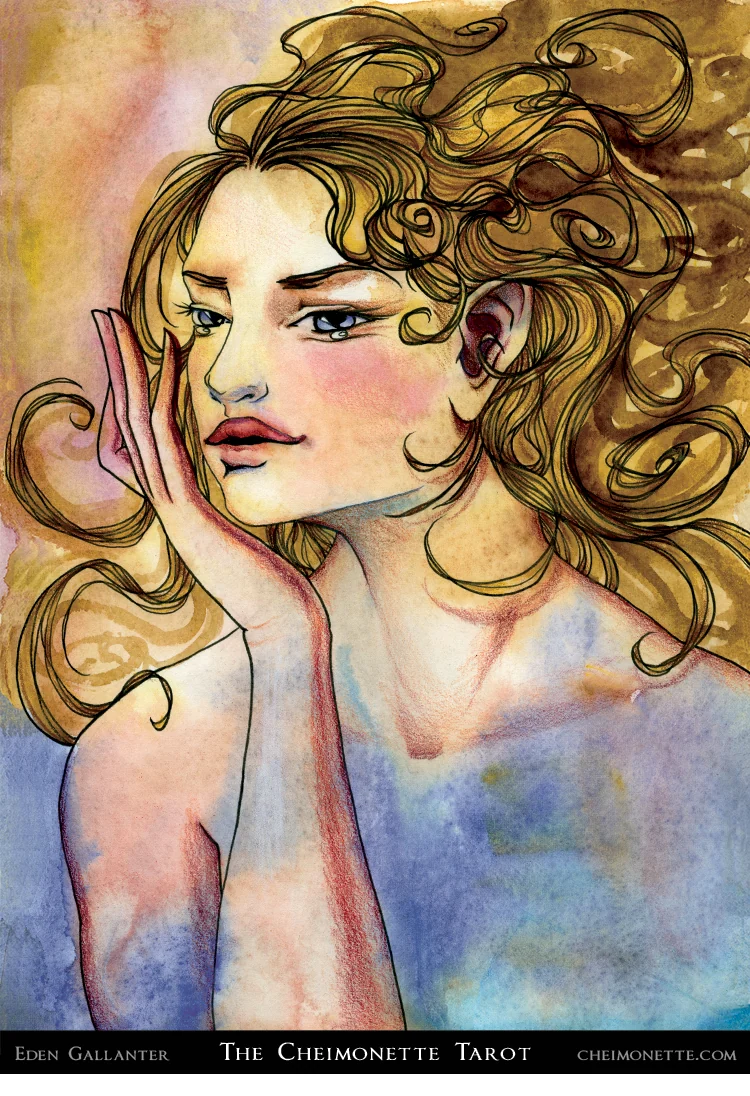 Queen of Cups card from the The Cheimonette Tarot deck
