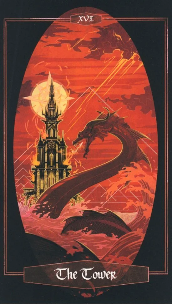 The Tower card from Children of Litha Tarot Deck