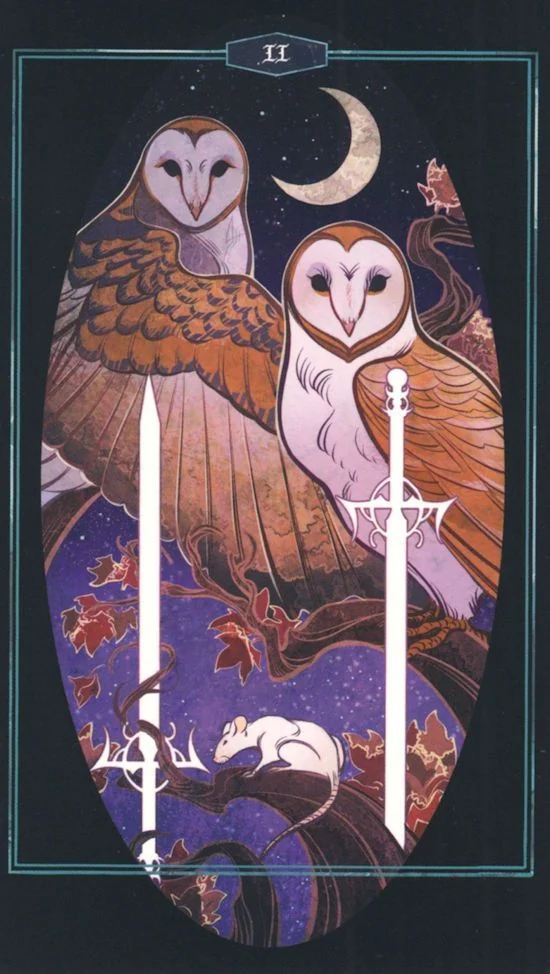 2 of Swords card from Children of Litha Tarot Deck