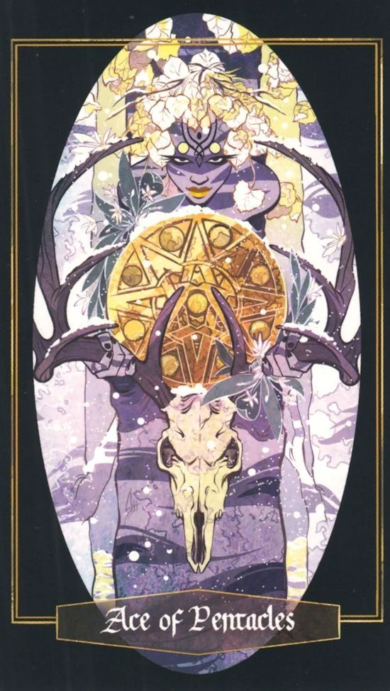 Ace of Pentacles card from Children of Litha Tarot Deck