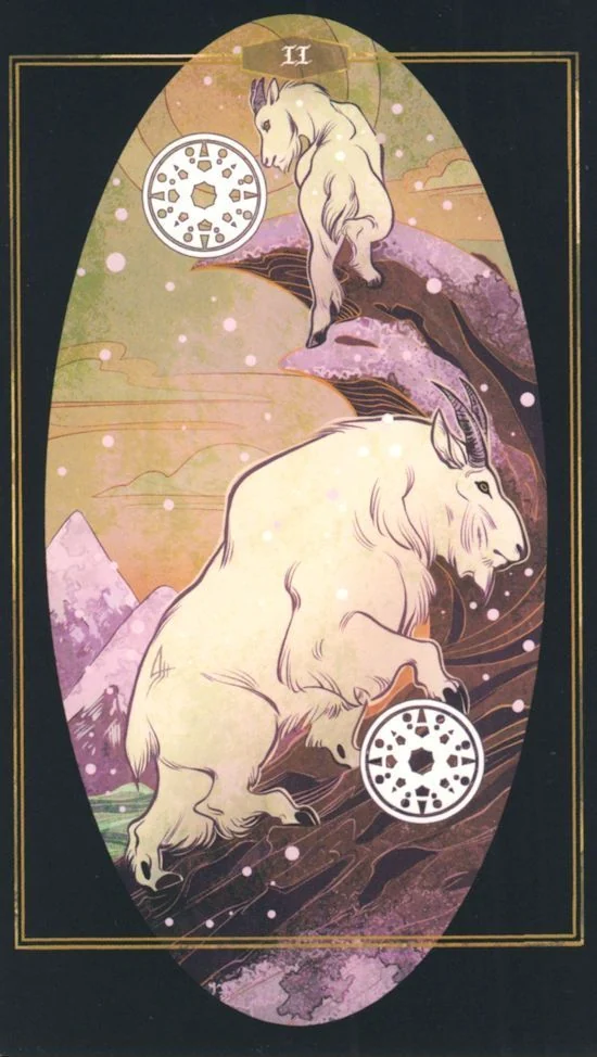 2 of Pentacles card from Children of Litha Tarot Deck