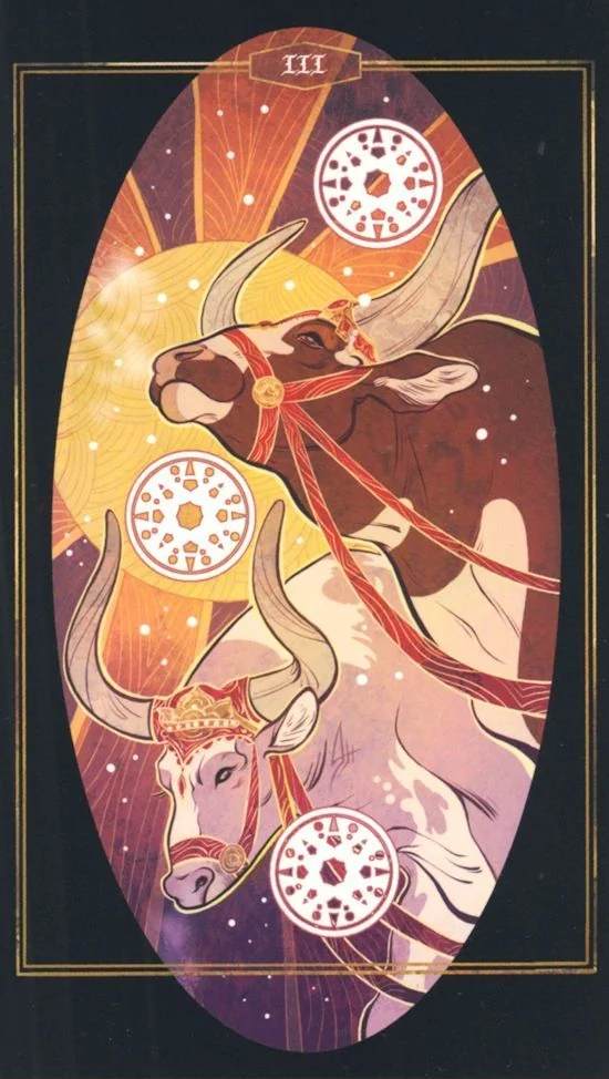 3 of Pentacles card from Children of Litha Tarot Deck