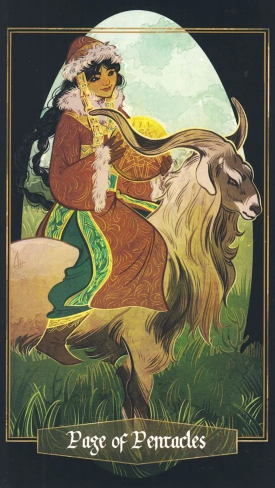 Page of Pentacles card from Children of Litha Tarot Deck