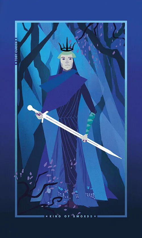 King of Swords card from the Chromatic Fates Tarot deck