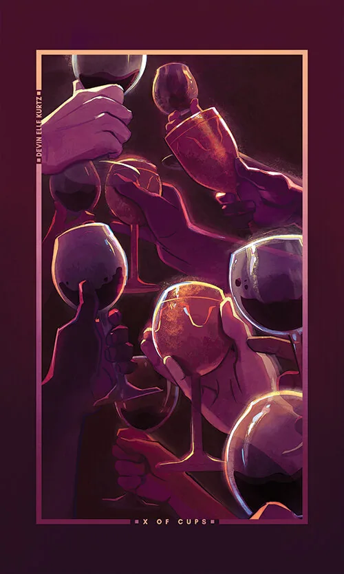 Ten of Cups card from the Chromatic Fates Tarot deck