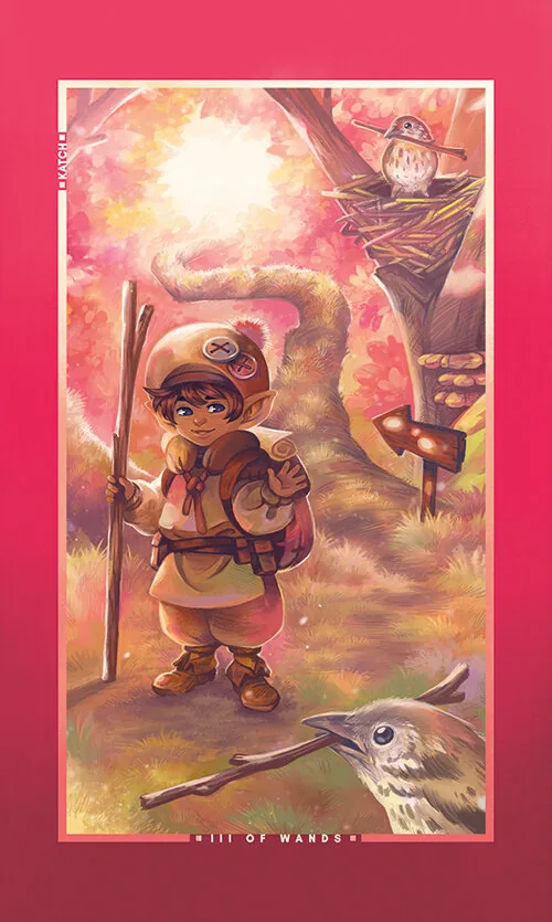 Two of Wands card from the Chromatic Fates Tarot deck