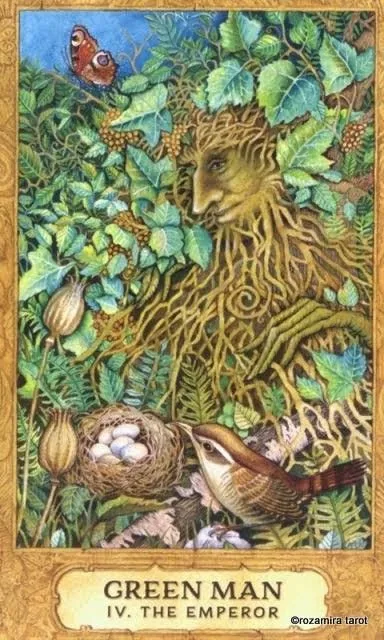 Green Man — IV The Emperor card from the Chrysalis Tarot deck