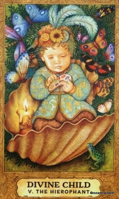 Divine Child — V The Hierophant card from the Chrysalis Tarot deck