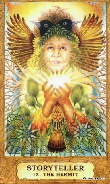 Storyteller — IX The Hermit card from the Chrysalis Tarot deck