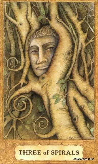 Three of Spirals card from the Chrysalis Tarot deck