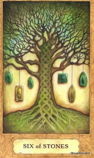 Six of Stones card from the Chrysalis Tarot deck