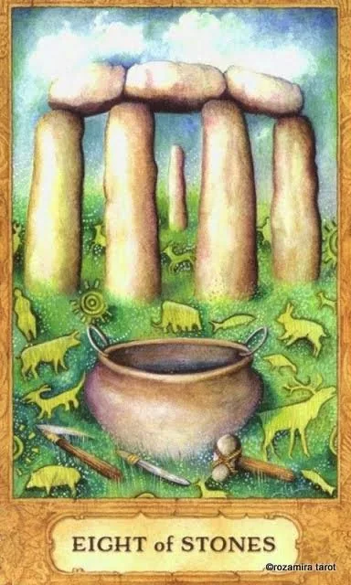 Eight of Stones card from the Chrysalis Tarot deck