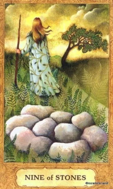 Nine of Stones card from the Chrysalis Tarot deck