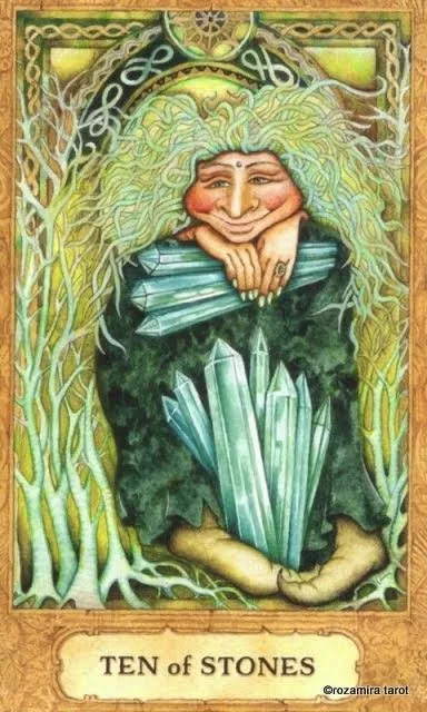 Ten of Stones card from the Chrysalis Tarot deck