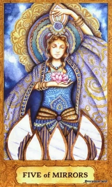 Five of Mirrors card from the Chrysalis Tarot deck