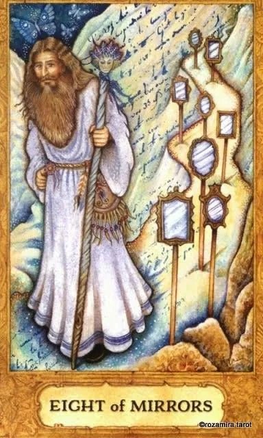 Eight of Mirrors card from the Chrysalis Tarot deck