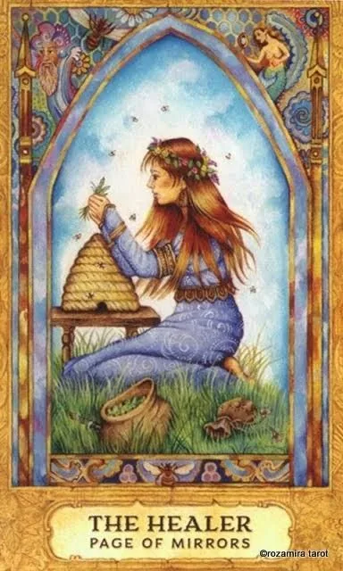 The Healer — Page of Mirrors card from the Chrysalis Tarot deck