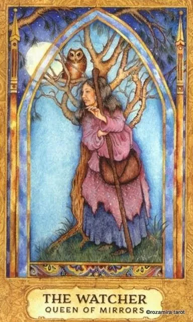 The Watcher — Queen of Mirrors card from the Chrysalis Tarot deck