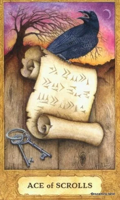 Ace of Scrolls card from the Chrysalis Tarot deck